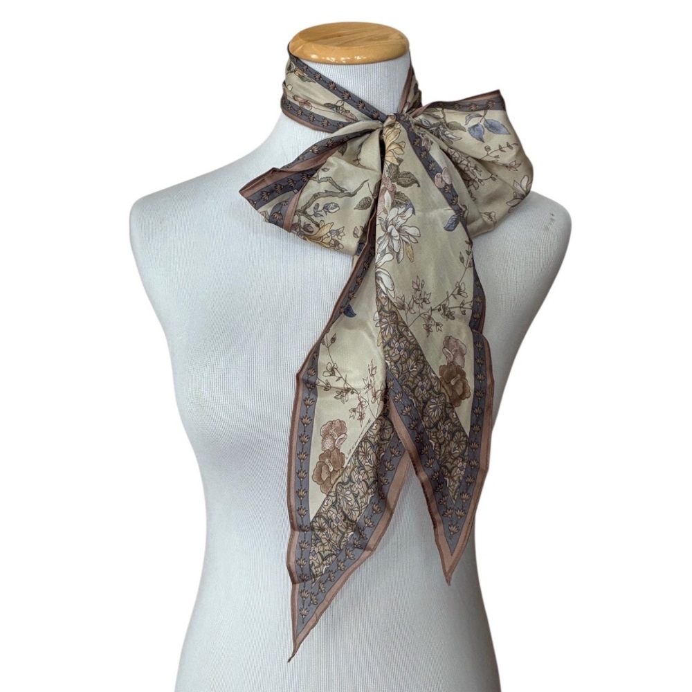 Vintage Liz Claiborne Silk Scarf Meier & Frank Oblong Botanical NOS NWT